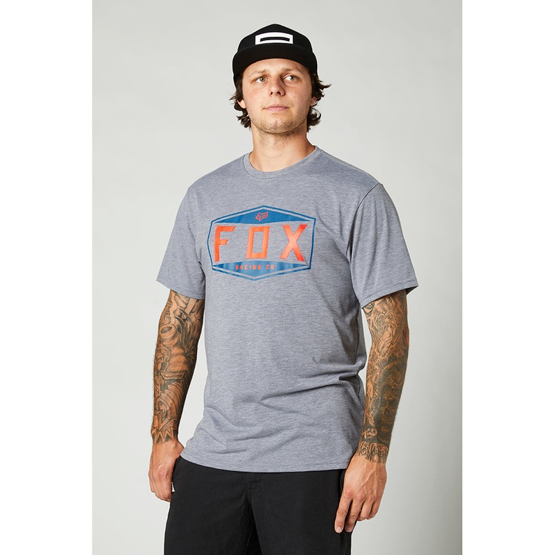 FOX EMBLEM SS TECH TEE [HEATHER GRAPHITE]